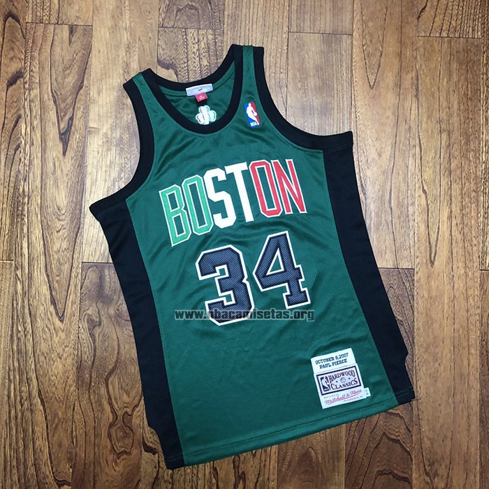 Camiseta Boston Celtics Paul Pierce NO 34 Hardwood Classics Throwback 2007-08 Verde